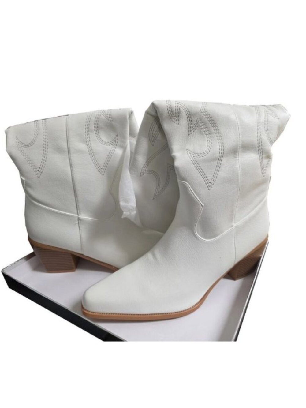 Womens Knee High White Boots Zip Long Boots Size 11